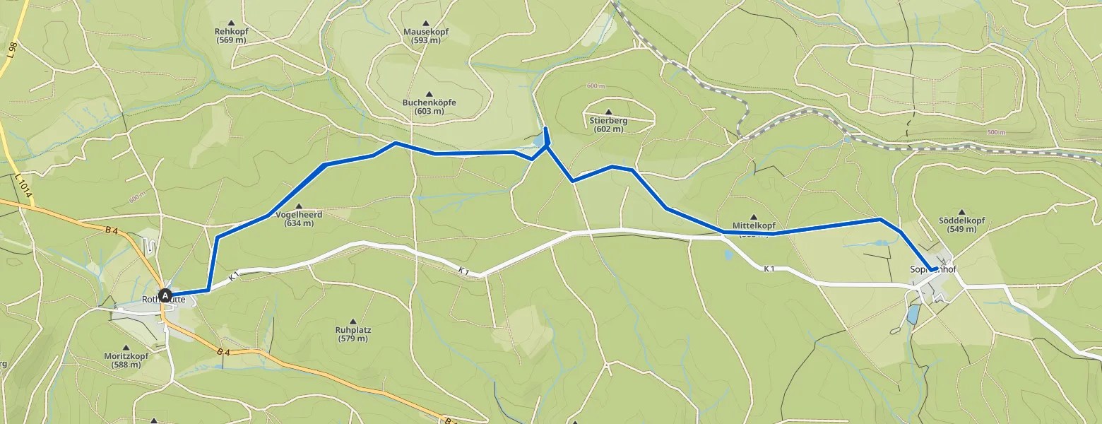 Hwn Karte Stierbergsteich (HWN 048) Blick auf Sophienhof Runde von Rothesütte